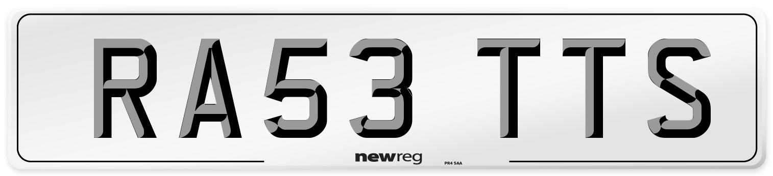 RA53 TTS Number Plate from New Reg